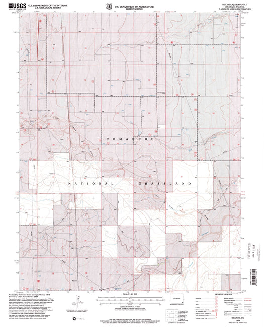 Classic USGS Bisonte Colorado 7.5'x7.5' Topo Map Image