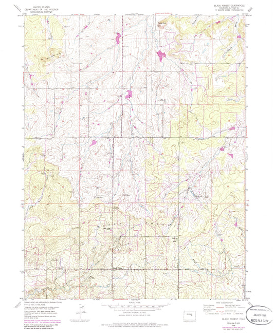 Classic USGS Black Forest Colorado 7.5'x7.5' Topo Map Image