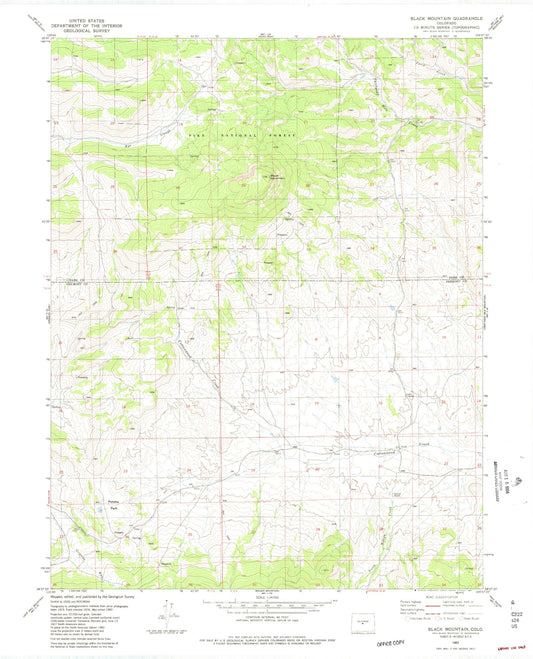 Classic USGS Black Mountain Colorado 7.5'x7.5' Topo Map Image