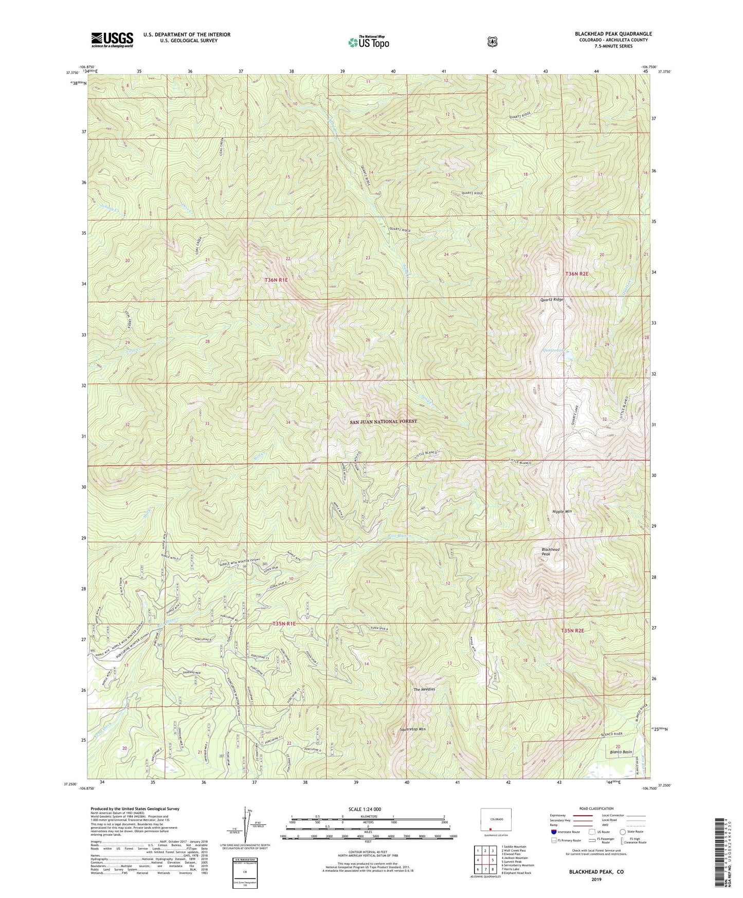 Blackhead Peak Colorado US Topo Map Image
