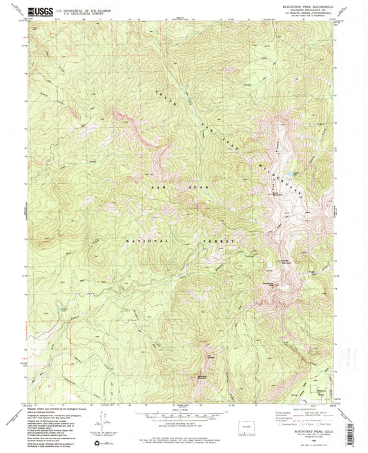 USGS Classic Blackhead Peak Colorado 7.5'x7.5' Topo Map Image