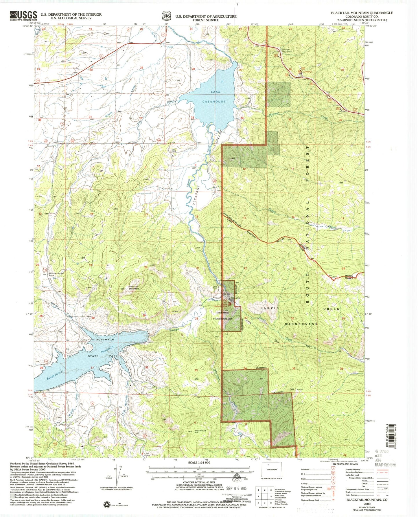 Classic USGS Blacktail Mountain Colorado 7.5'x7.5' Topo Map Image