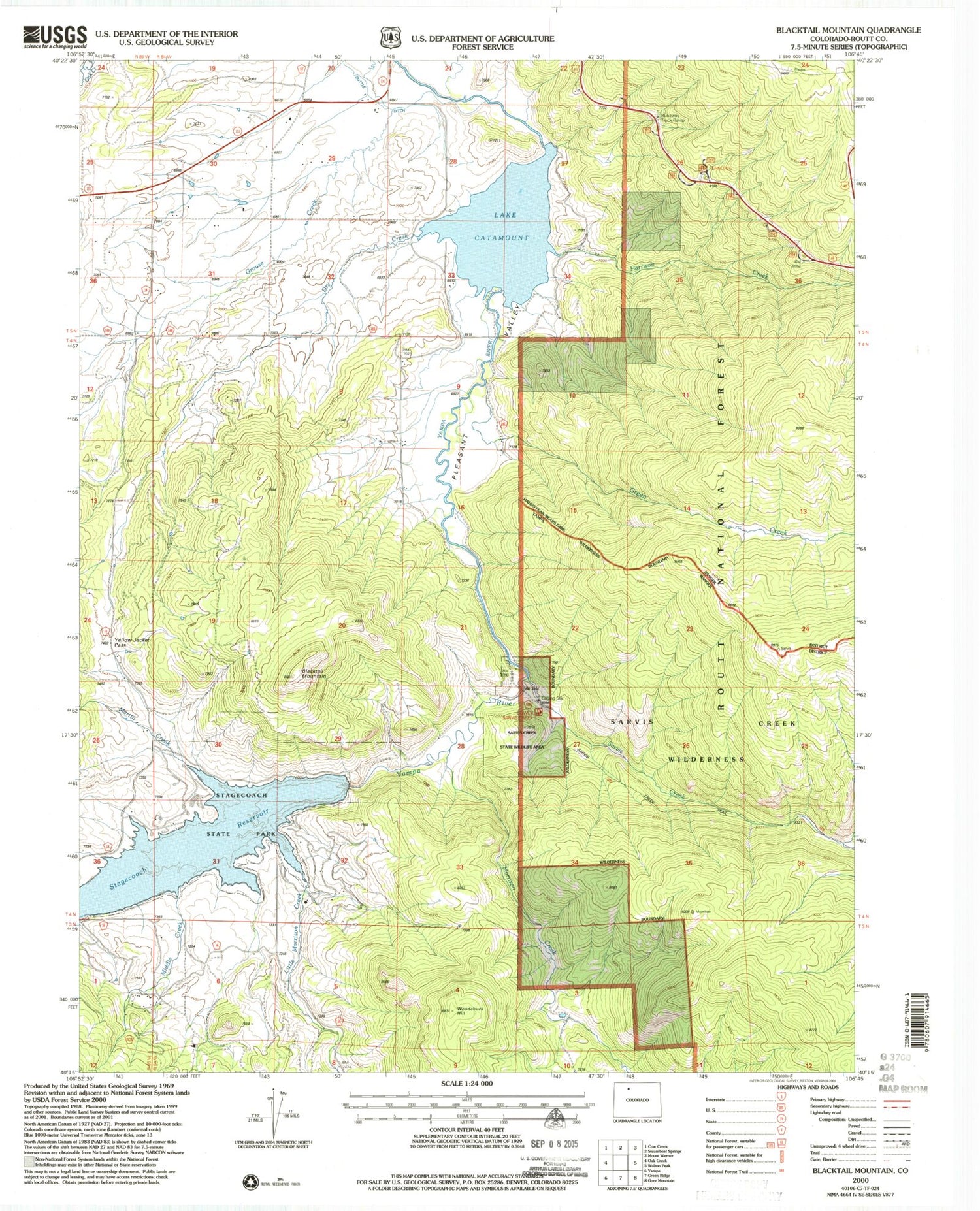 Classic USGS Blacktail Mountain Colorado 7.5'x7.5' Topo Map Image