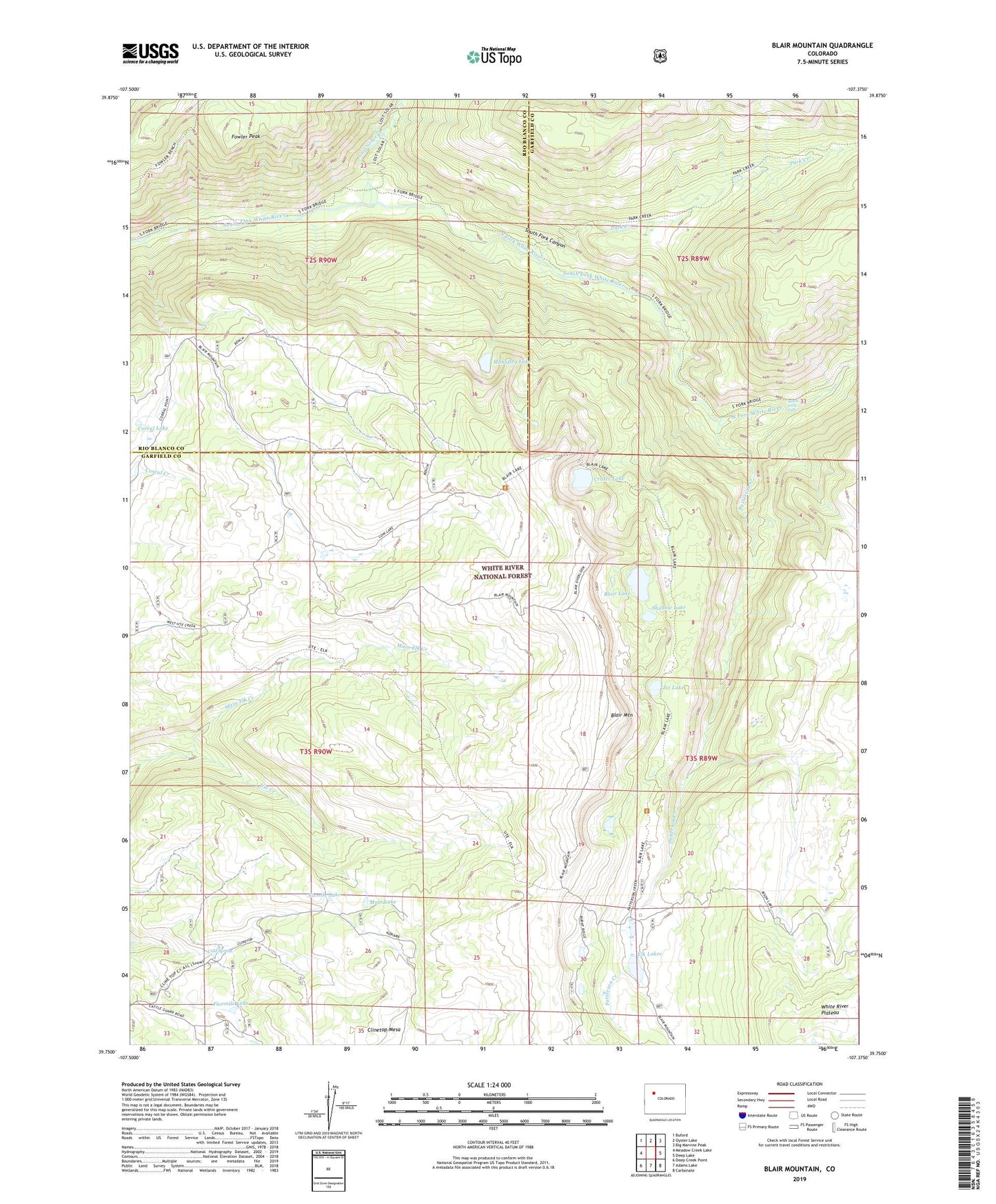 Blair Mountain Colorado US Topo Map Image