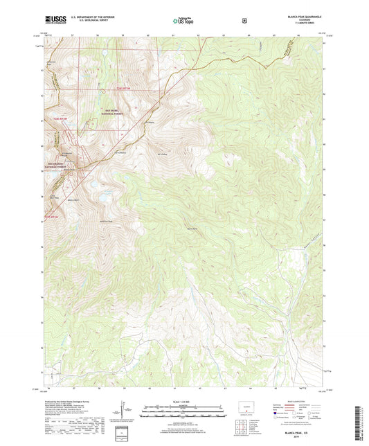 Blanca Peak Colorado US Topo Map Image