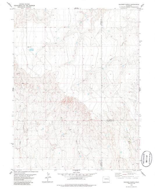 Classic USGS Bledsoe Ranch Colorado 7.5'x7.5' Topo Map Image