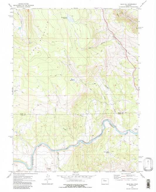 Classic USGS Blue Hill Colorado 7.5'x7.5' Topo Map Image