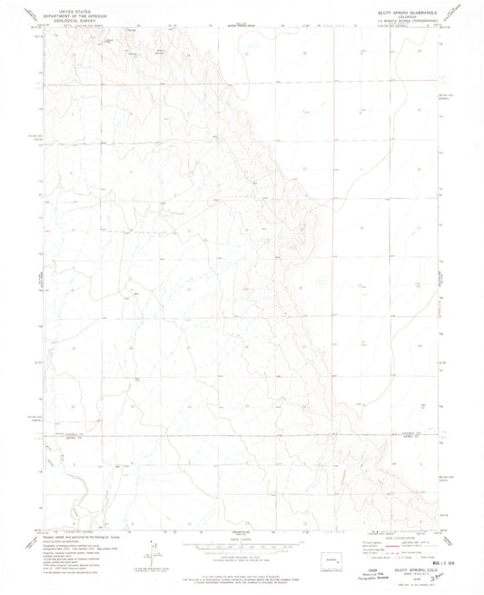 Classic USGS Bluff Spring Colorado 7.5'x7.5' Topo Map Image