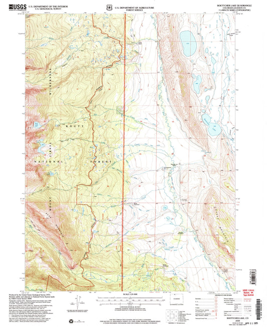 Classic USGS Boettcher Lake Colorado 7.5'x7.5' Topo Map Image