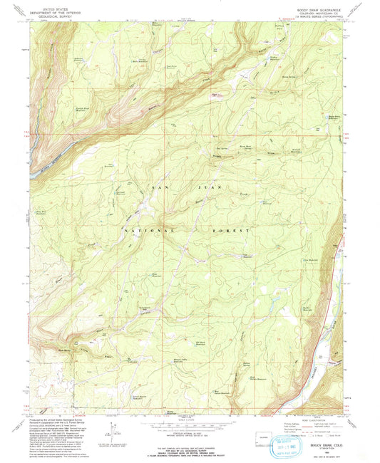 Classic USGS Boggy Draw Colorado 7.5'x7.5' Topo Map Image