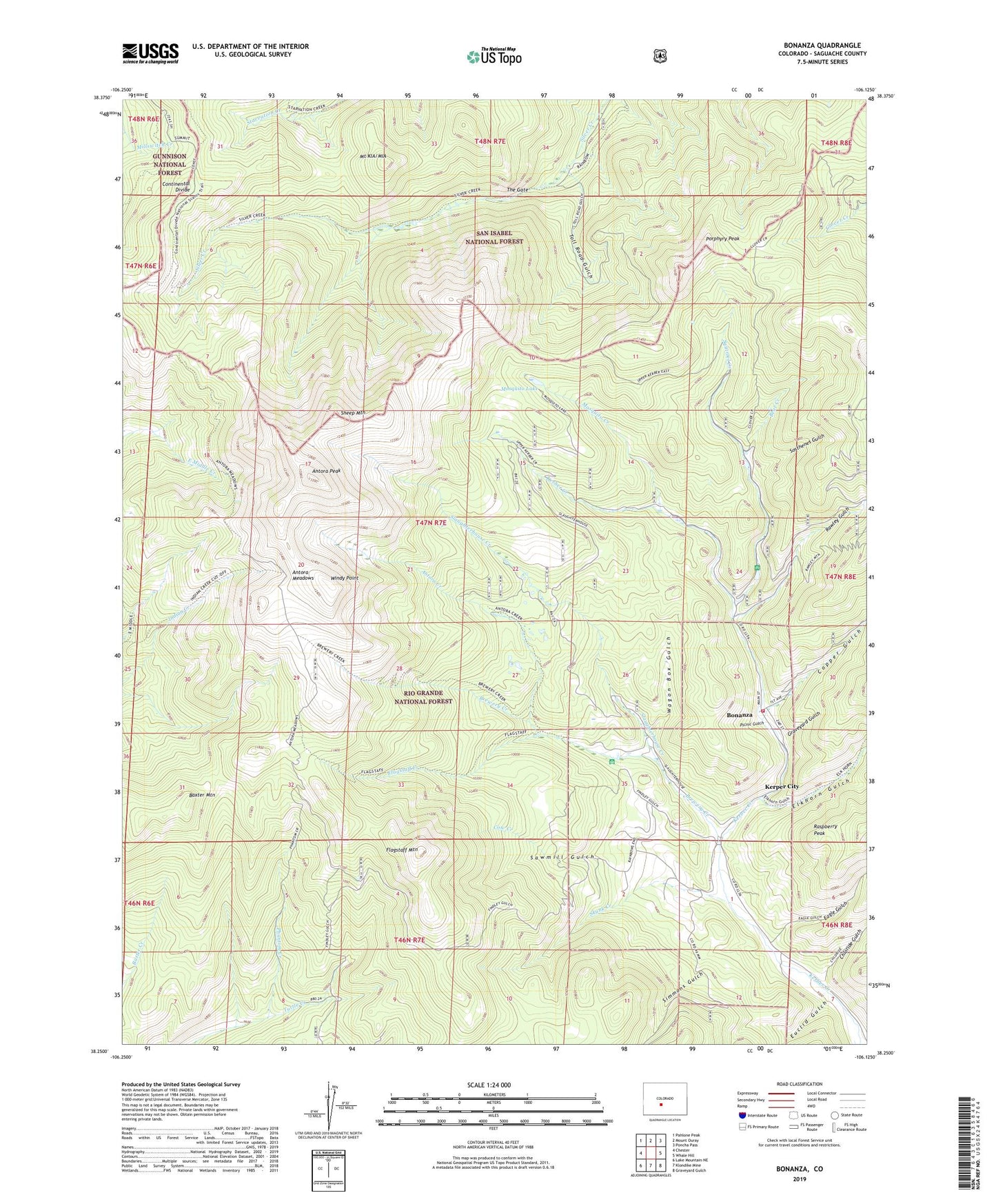 Bonanza Colorado US Topo Map Image