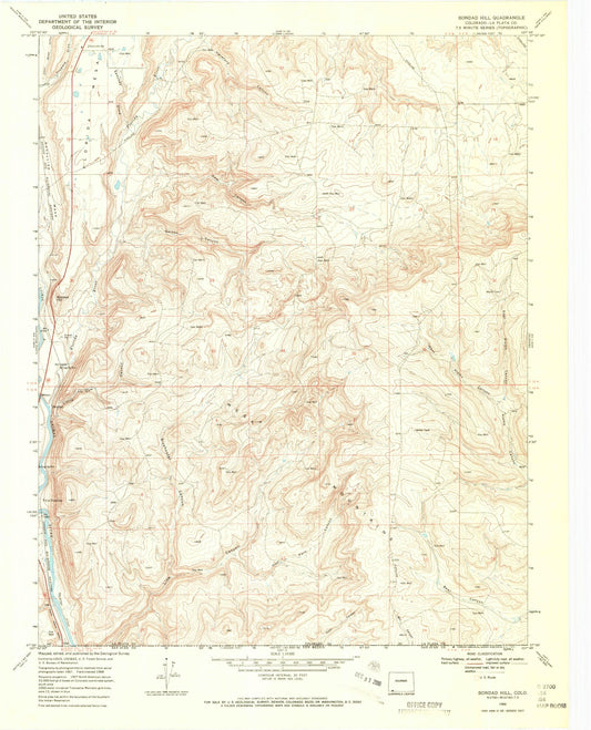 Classic USGS Bondad Hill Colorado 7.5'x7.5' Topo Map Image