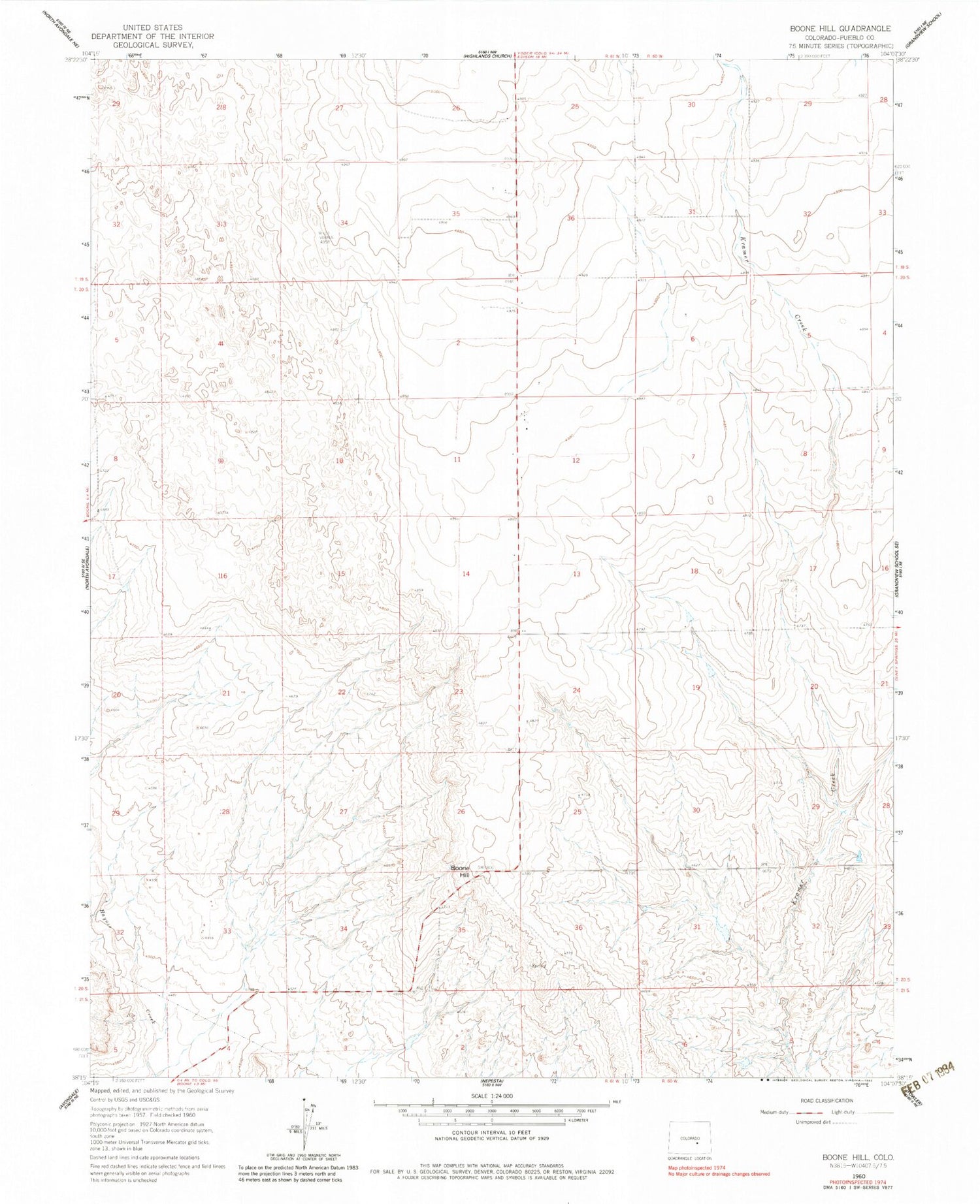 Classic USGS Boone Hill Colorado 7.5'x7.5' Topo Map Image