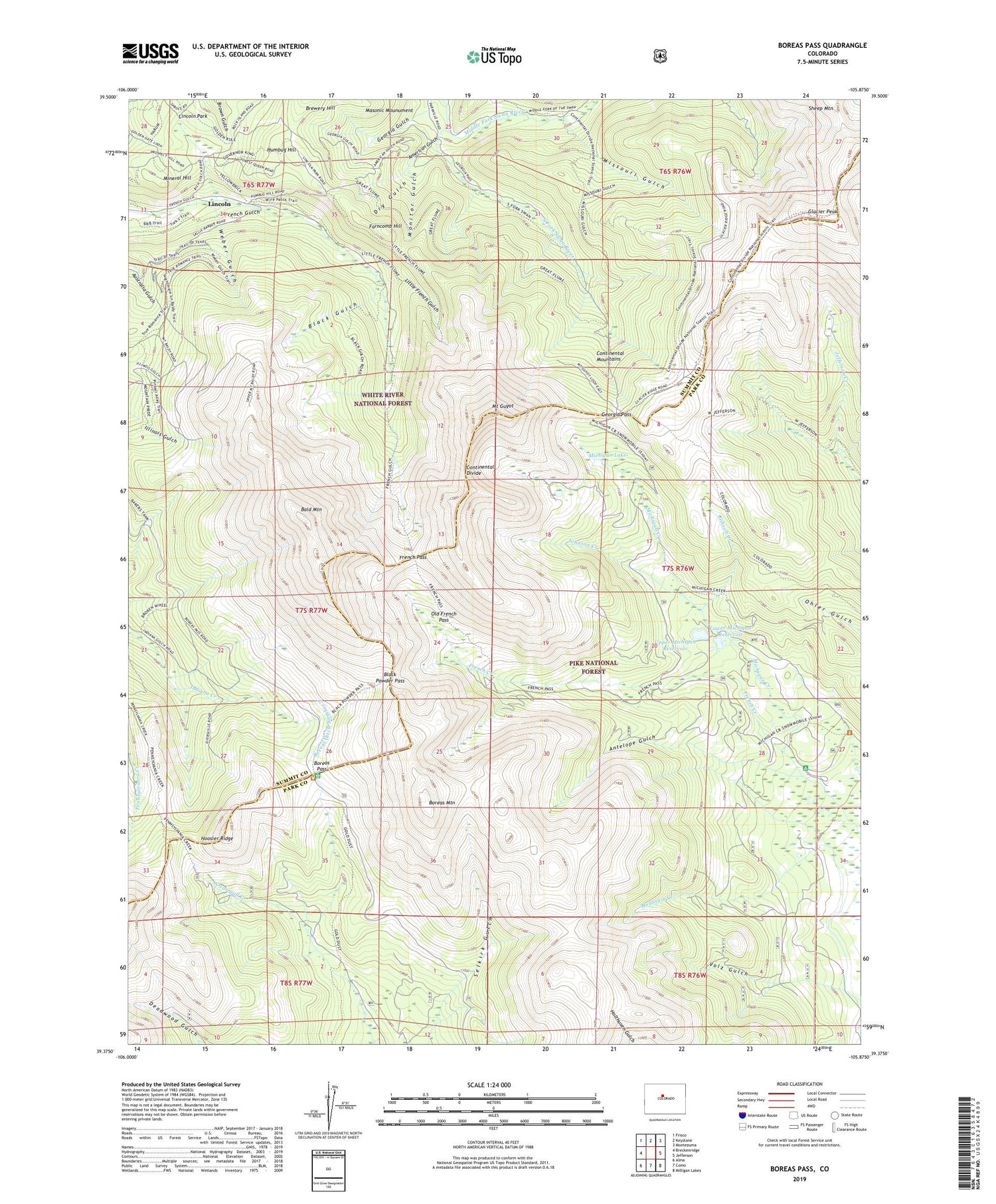Boreas Pass Colorado US Topo Map Image