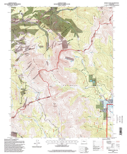 Classic USGS Boreas Pass Colorado 7.5'x7.5' Topo Map Image
