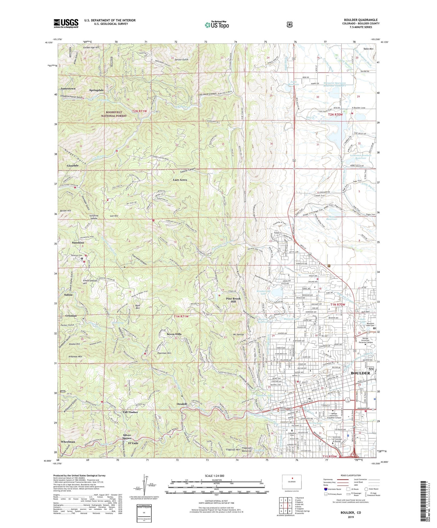 Boulder Colorado US Topo Map Image