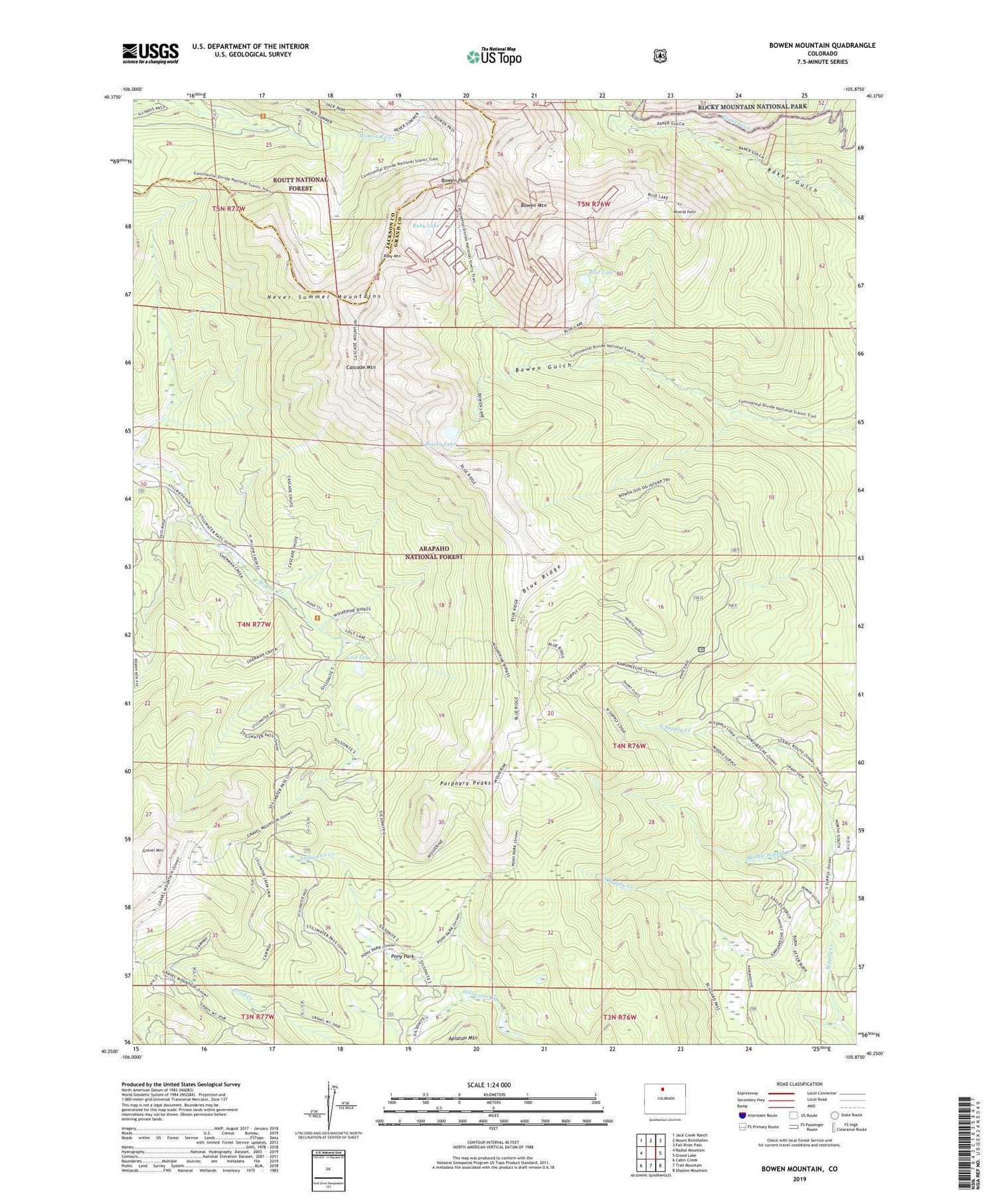 Bowen Mountain Colorado US Topo Map Image
