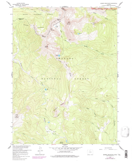 USGS Classic Bowen Mountain Colorado 7.5'x7.5' Topo Map Image