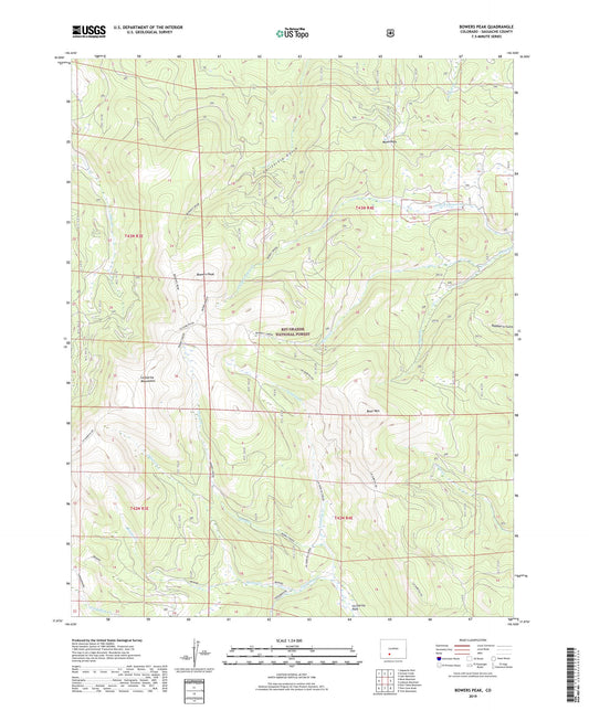 Bowers Peak Colorado US Topo Map Image