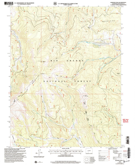 Classic USGS Bowers Peak Colorado 7.5'x7.5' Topo Map Image