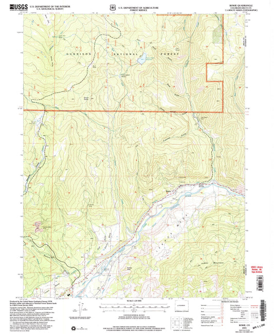Classic USGS Bowie Colorado 7.5'x7.5' Topo Map Image