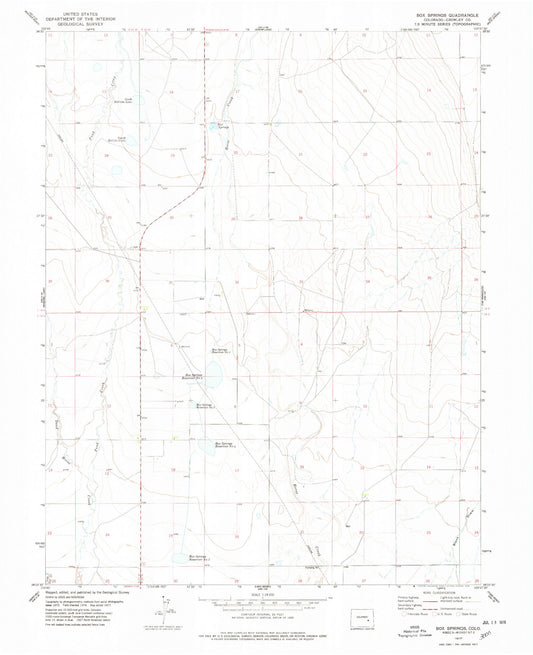 Classic USGS Box Springs Colorado 7.5'x7.5' Topo Map Image