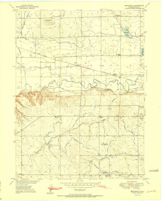 Classic USGS Bracewell Colorado 7.5'x7.5' Topo Map Image