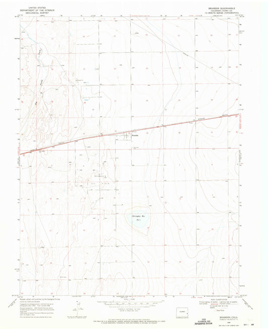 Classic USGS Brandon Colorado 7.5'x7.5' Topo Map Image