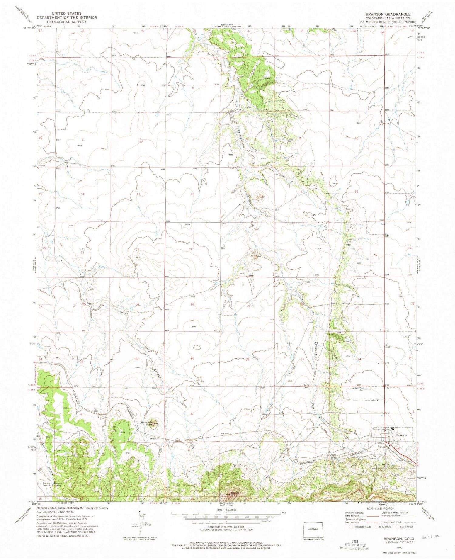 Classic USGS Branson Colorado 7.5'x7.5' Topo Map Image