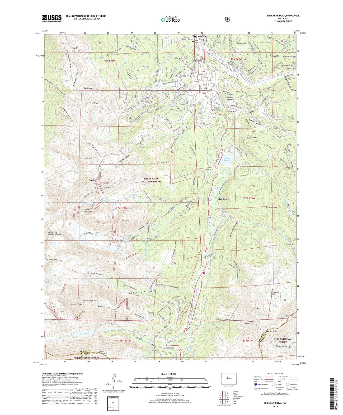 Breckenridge Colorado US Topo Map Image