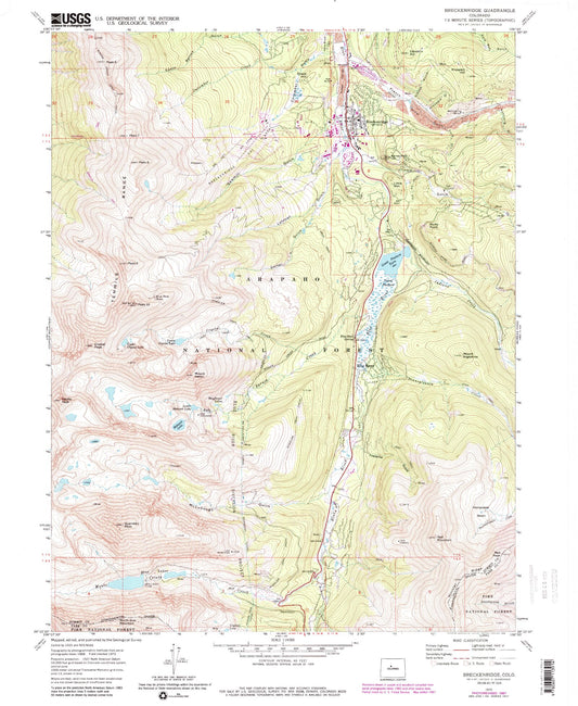 USGS Classic Breckenridge Colorado 7.5'x7.5' Topo Map Image
