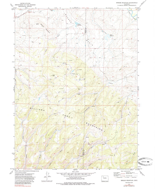 Classic USGS Breeze Mountain Colorado 7.5'x7.5' Topo Map Image