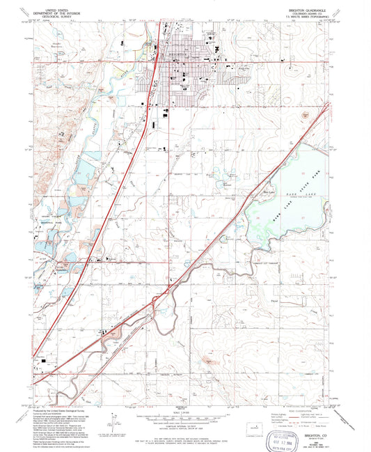 Classic USGS Brighton Colorado 7.5'x7.5' Topo Map Image