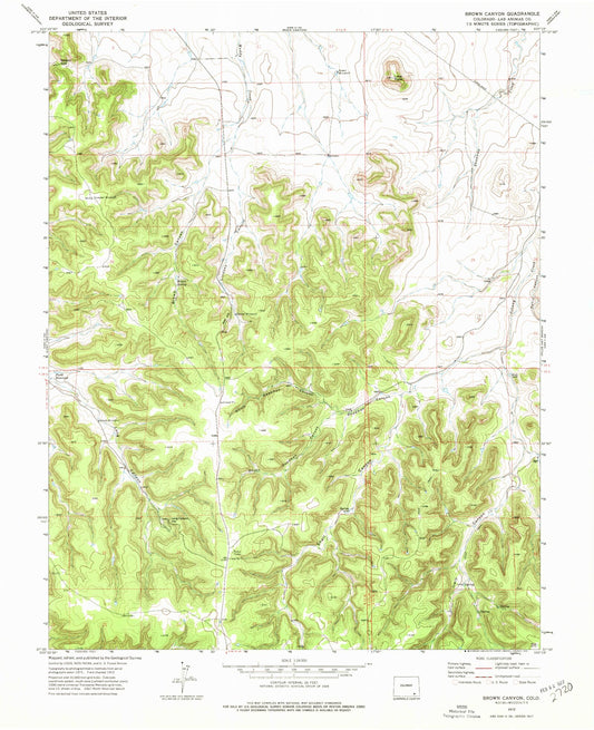 Classic USGS Brown Canyon Colorado 7.5'x7.5' Topo Map Image
