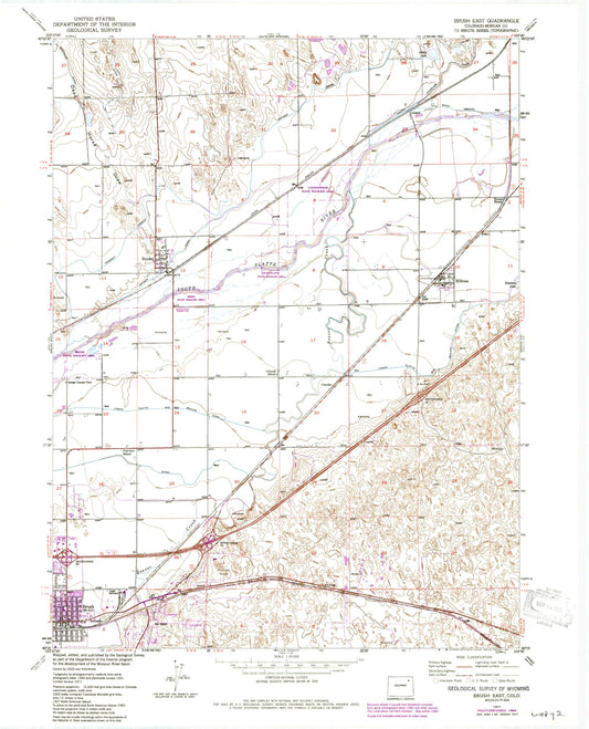 Classic USGS Brush East Colorado 7.5'x7.5' Topo Map Image