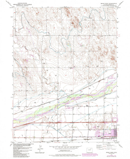 Classic USGS Brush West Colorado 7.5'x7.5' Topo Map Image