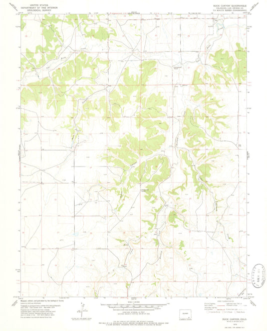 Classic USGS Buck Canyon Colorado 7.5'x7.5' Topo Map Image