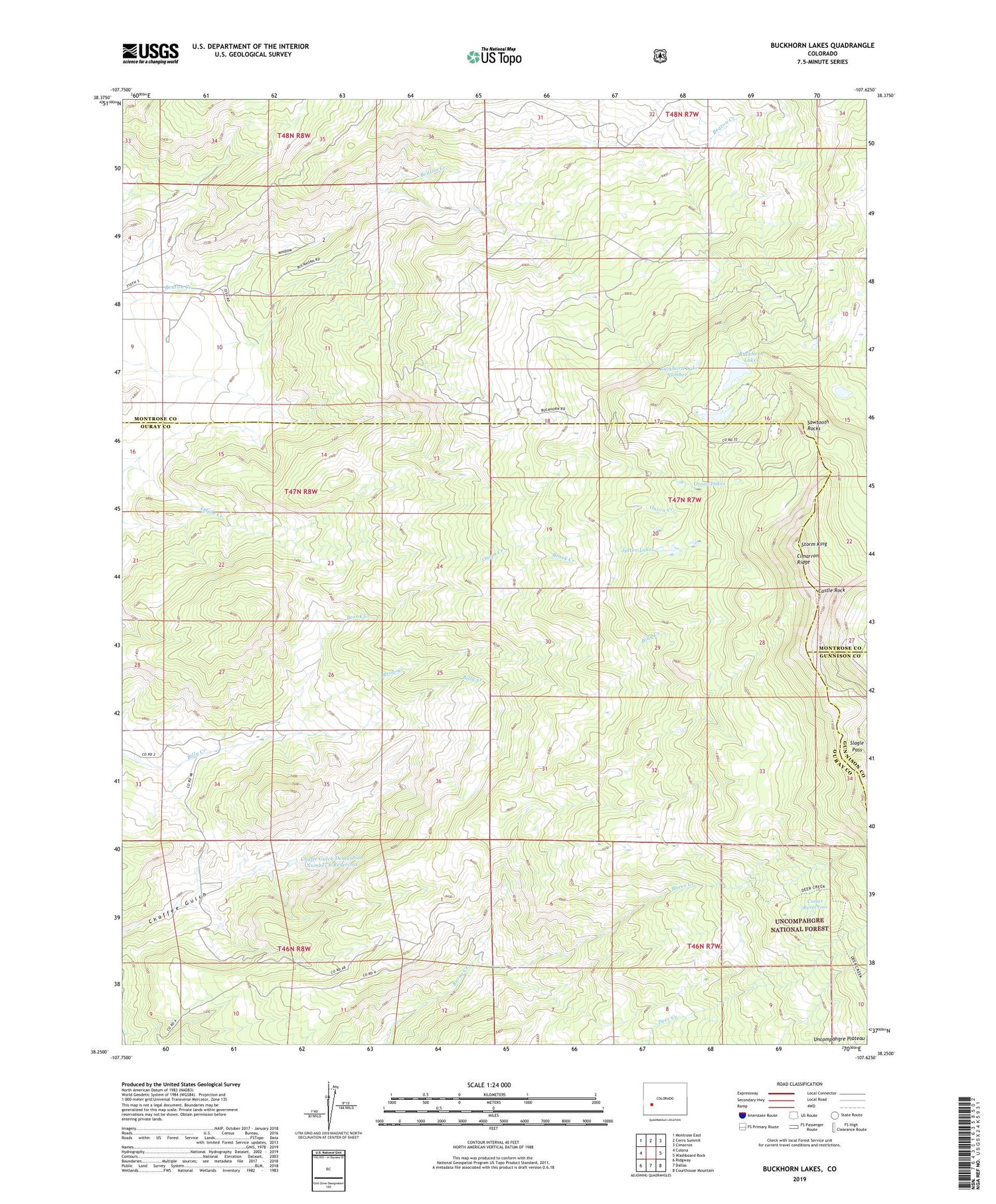 Buckhorn Lakes Colorado US Topo Map Image