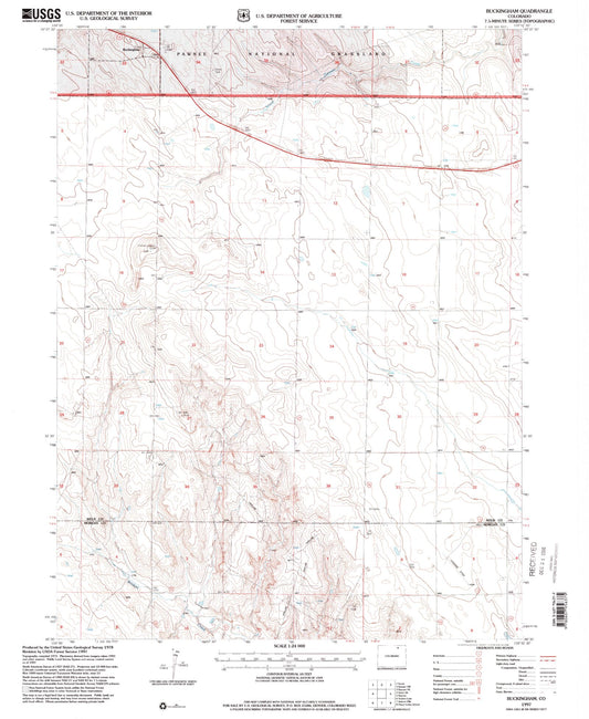Classic USGS Buckingham Colorado 7.5'x7.5' Topo Map Image