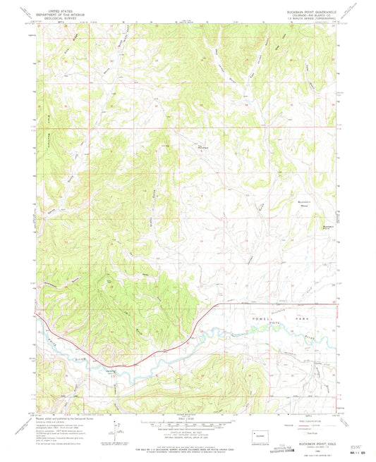 Classic USGS Buckskin Point Colorado 7.5'x7.5' Topo Map Image