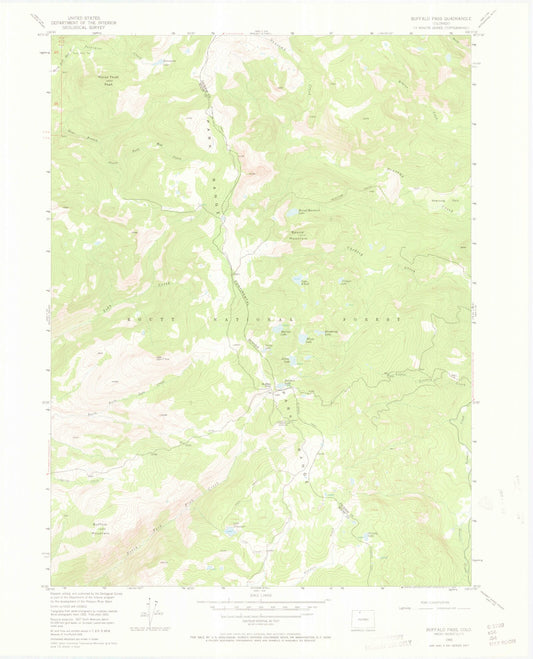 USGS Classic Buffalo Pass Colorado 7.5'x7.5' Topo Map Image