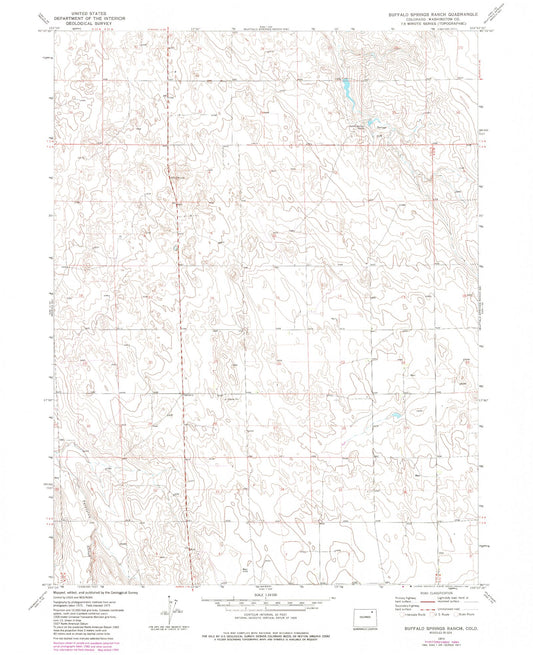 Classic USGS Buffalo Springs Ranch Colorado 7.5'x7.5' Topo Map Image