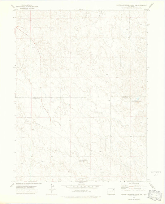 Classic USGS Buffalo Springs Ranch NW Colorado 7.5'x7.5' Topo Map Image
