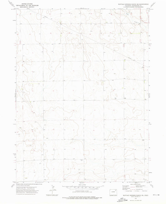 Classic USGS Buffalo Springs Ranch SE Colorado 7.5'x7.5' Topo Map Image
