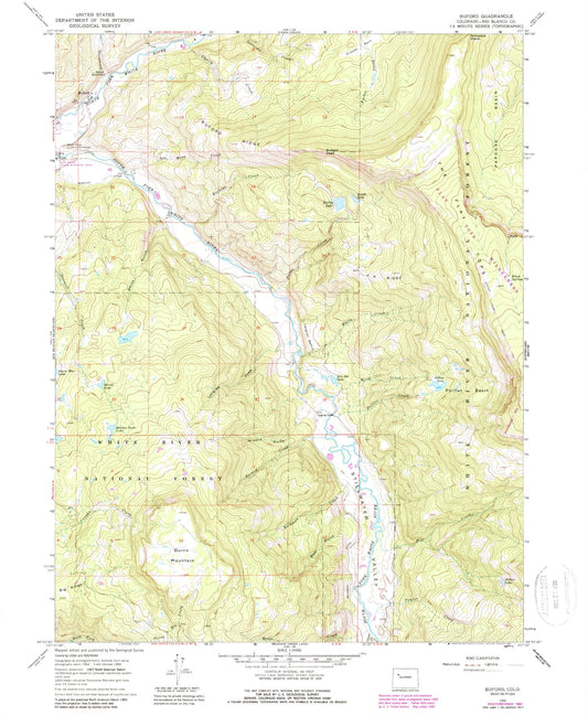 USGS Classic Buford Colorado 7.5'x7.5' Topo Map Image