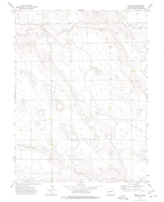Classic USGS Burdett Colorado 7.5'x7.5' Topo Map Image