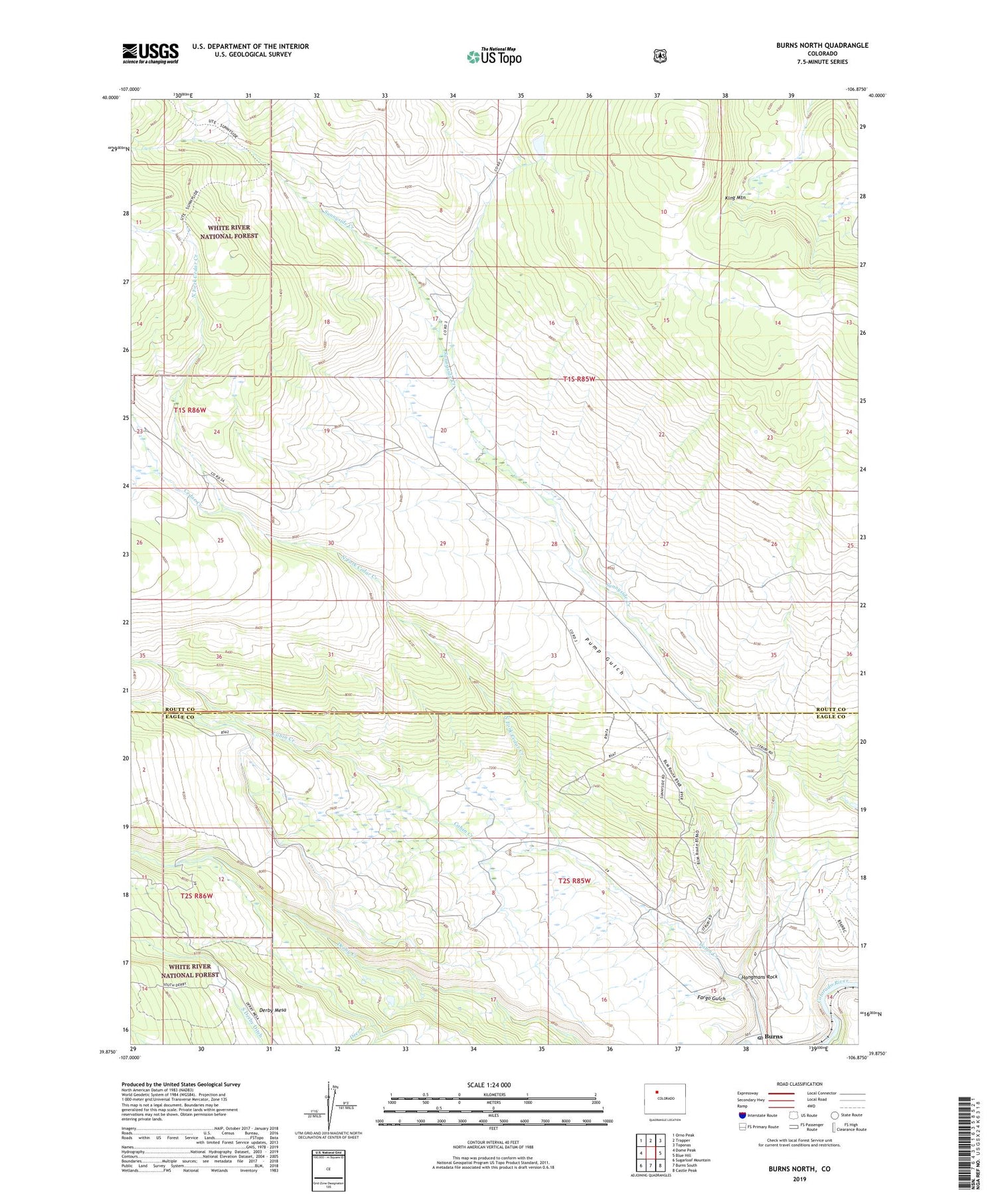 Burns North Colorado US Topo Map Image