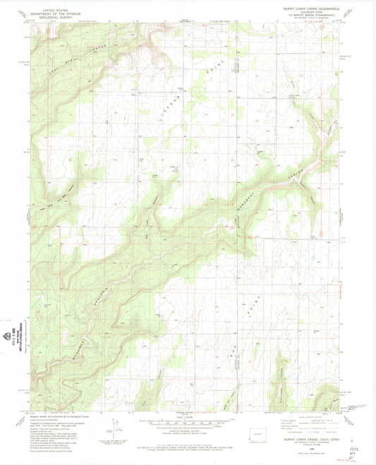 Classic USGS Burnt Cabin Creek Colorado 7.5'x7.5' Topo Map Image