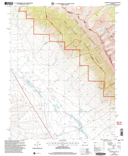 Classic USGS Bushnell Peak Colorado 7.5'x7.5' Topo Map Image