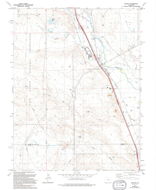 Classic USGS Buttes Colorado 7.5'x7.5' Topo Map Image